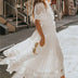 Hollow Out White Dress Sexy Women Lace Long Dress