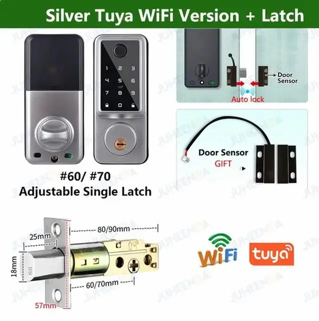 Tuya APP WIFI Electronic Lock Support 5 Unlocking Methods Fingprint+Password+lC/NFC Card+Key To Unlock+Tuya APP for Wooden Door