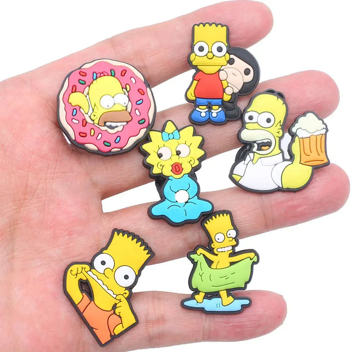 Single sale 1pcs Cartoon Simpson Shoe Charms PVC Accessories DIY Shoe Decoration For Classic Clogs Kids X-mas Gifts