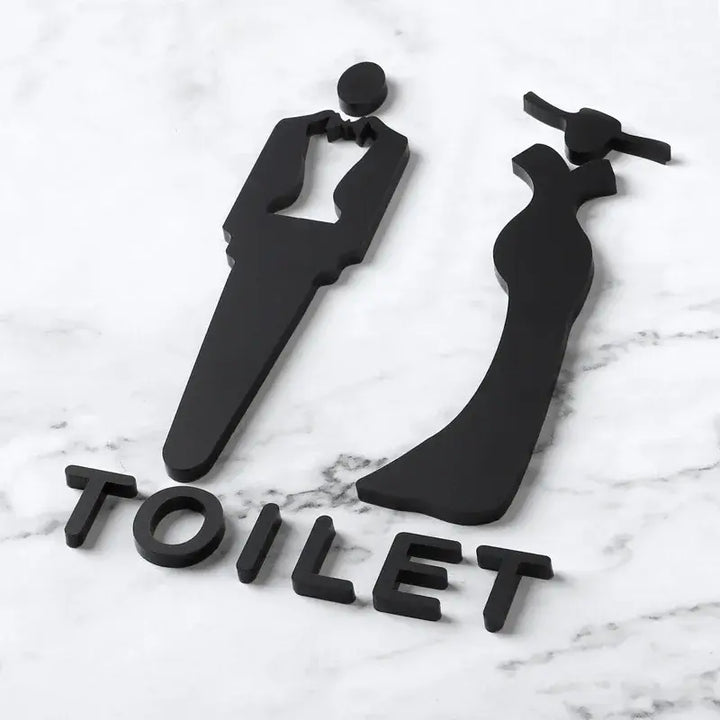 Wall Stickers Toilet Bathroom Door  WC Entrance Sign Home Decoration Creative Black Pattern Wall Decals Wallpaper  House Sign