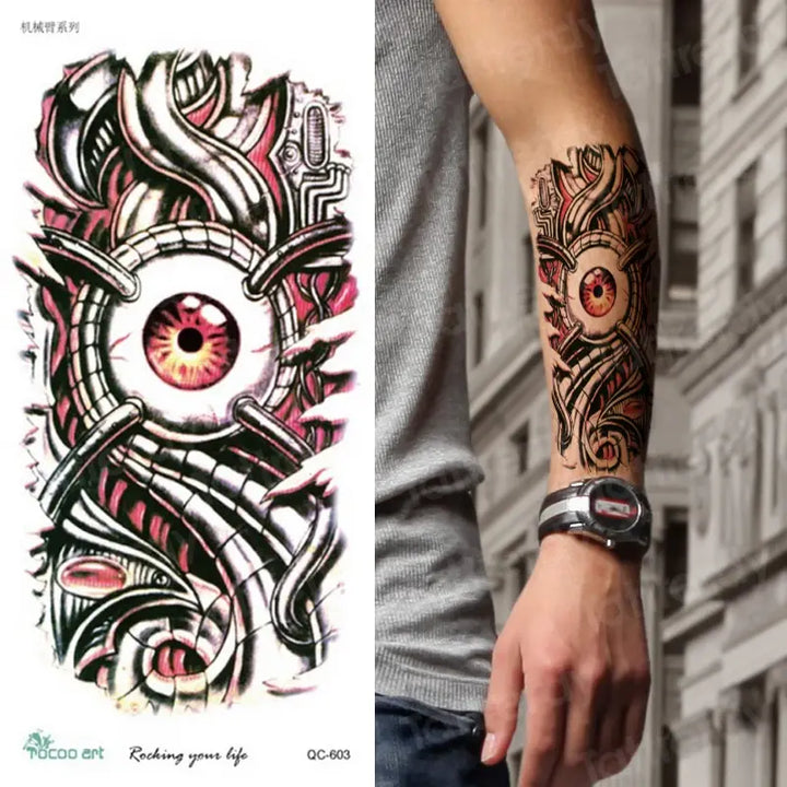 temporary tatoo men mechanical tiger temporary tattoo boy waterproof hand tatoo 3D robot tattoo sticker water transfer body art