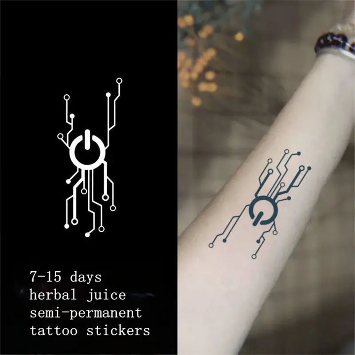 One-click To Start Herbal Juice Stickers Tattoo Stickers Boys Waterproof Temporary Tatto Handsome Electronic AI Trend Technology