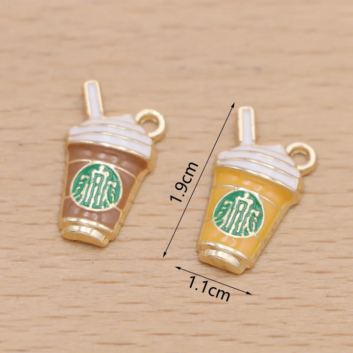 6Pcs Enamel Gold Plated Coffee Cups Charm Pendant for Jewelry Making Bracelet Necklace DIY Earrings Accessories Craft