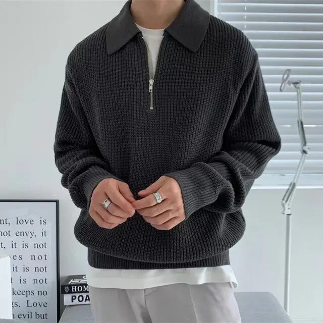 Spring Autumn New Knitting Polo Shirt for Men