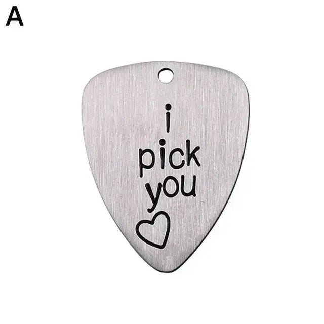 Titanium Steel Carved Guitar Pick I Pick You Always Smooth Bass Guitar Accessories Pick Electric Guitar Acoustic Ukulele T8K9