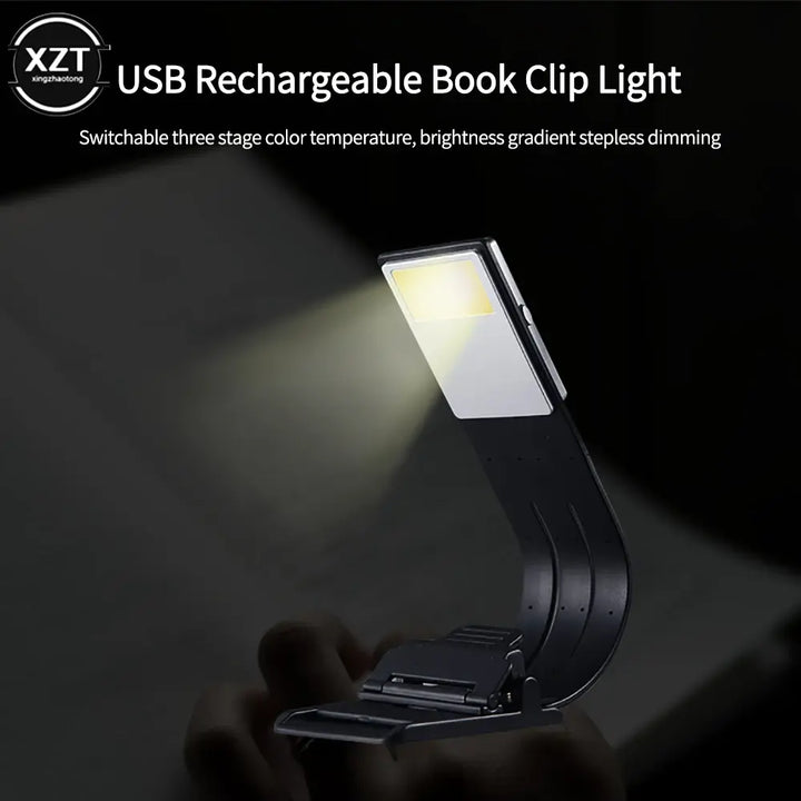 Portable LED Reading Book Light With Detachable Flexible Clip USB Rechargeable Lamp For Kindle eBook Readers