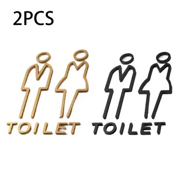 Wall Stickers Toilet Bathroom Door  WC Entrance Sign Home Decoration Creative Black Pattern Wall Decals Wallpaper  House Sign