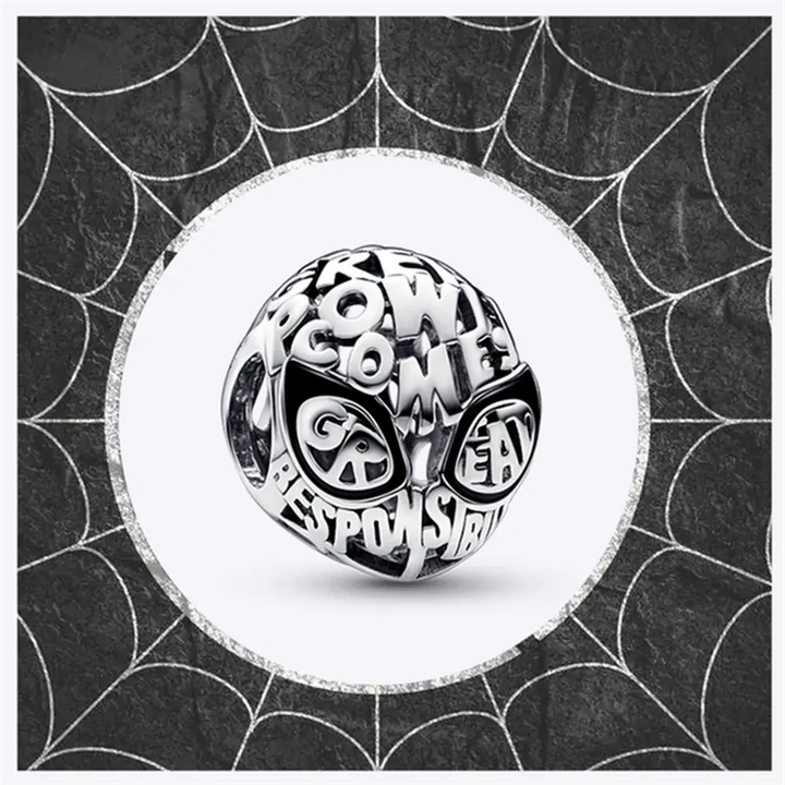 Marvel 925 Sterling Silver Diy Fine Charm Fits Original Pendant Spider Man Bracelet Movie Anime Character Spider Man Charm Beads