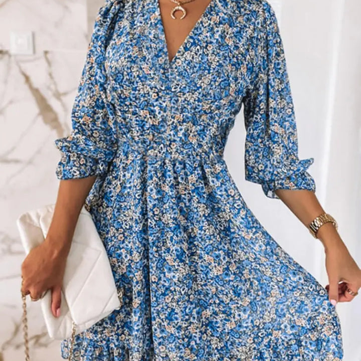 Bohemian Floral Print Midi Dress