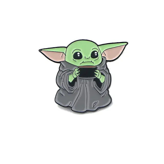 LT848 Cute Baby Yoda Enamel Pin Lapel Pins Badge Hats Clothes Backpack Decoration Jewelry Accessories Gifts