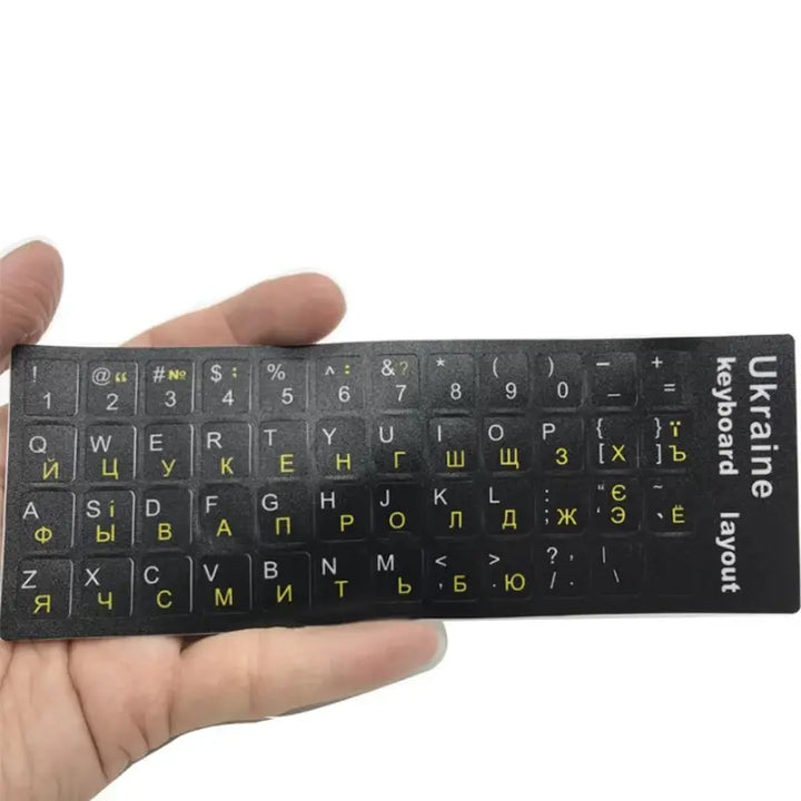 1Pcs Ukraine Language Alphabet Black Background White Ukrainian Keyboard Sticker For Universal PC Laptop