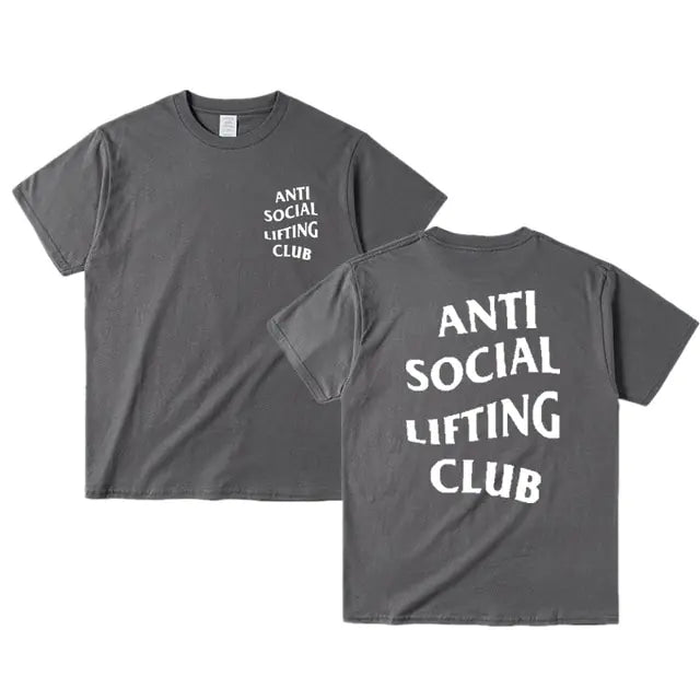 Anti Social Lifting Club T Shirt Exercise Fitness Letters