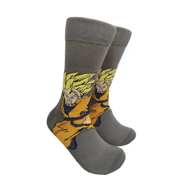 Dragon Ball Son Goku Anime Socks Men Cartoon Hip Hop Print Skateboard Socks Personality Casual Cotton Long Sock Breathable Sock