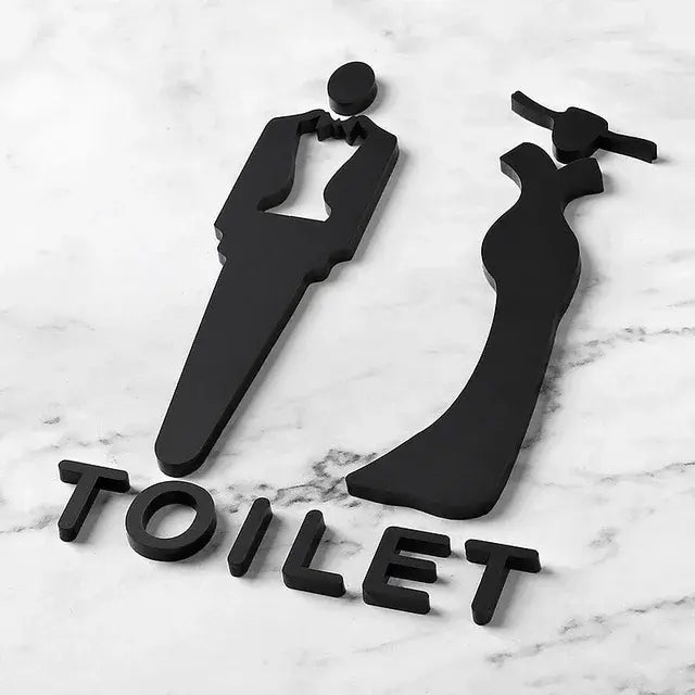 Wall Stickers Toilet Bathroom Door  WC Entrance Sign Home Decoration Creative Black Pattern Wall Decals Wallpaper  House Sign