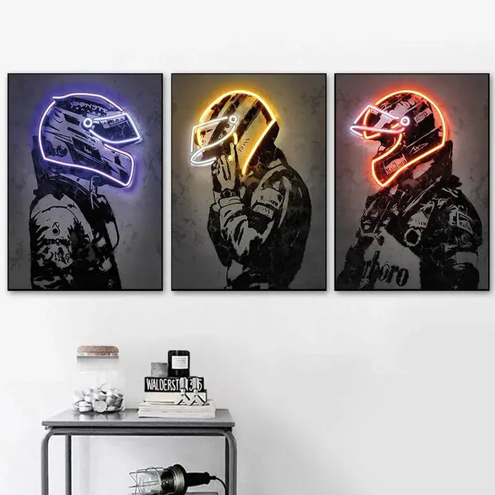 Cool Helmet Racing Car Canvas Painting Car Driver Hamilton Wall Art Picture Neno Print Posters for Home Decor Living Room Murals