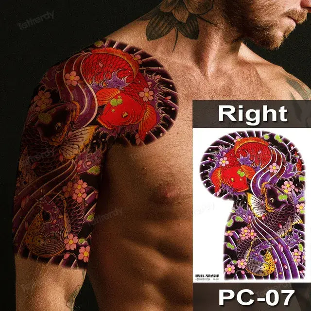 Men Boy Temporary Tattoo Stickers Shoulder Chest Muscle Body Art Painting Large Tattoos Adult Sexy Fake Tattoo Dragon Totem Big