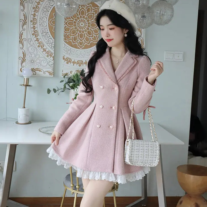 Winter Pink Sweet Elegant Dress