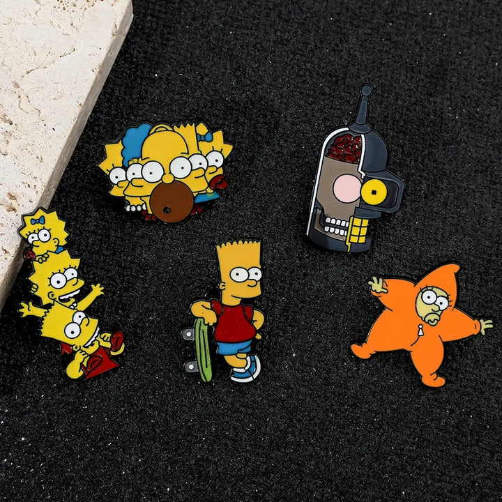 Disney Comedy Anime TV Homer Simpson Series Enamel Pins Brooch Lapel Badges Cartoon Funny Jewelry Gift for Kids Friends