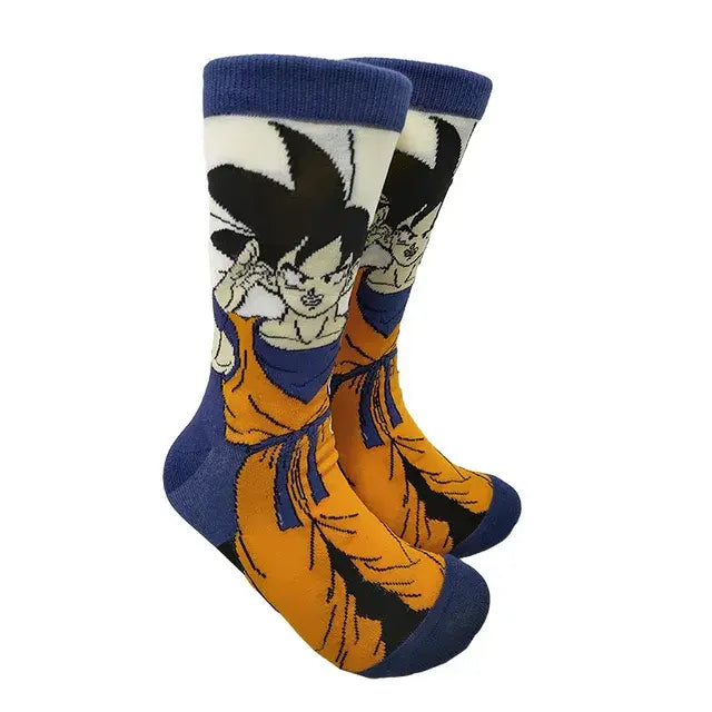 Dragon Ball Son Goku Anime Socks Men Cartoon Hip Hop Print Skateboard Socks Personality Casual Cotton Long Sock Breathable Sock