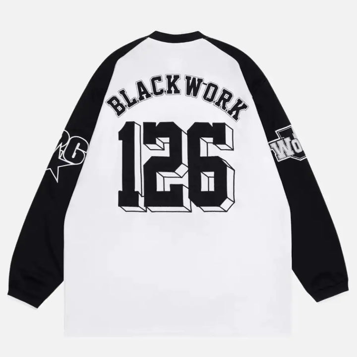 Long Sleeve Racing Black Work 126 T-shirt