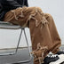 2022 New Fashion Stars Towel Embroidery Brown Baggy Men Jeans Pants