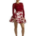 City Vibe Long-Sleeve Lace Top with Floral Skirt Two-Piece Dress