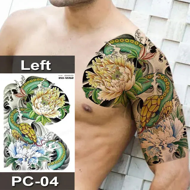 Men Boy Temporary Tattoo Stickers Shoulder Chest Muscle Body Art Painting Large Tattoos Adult Sexy Fake Tattoo Dragon Totem Big