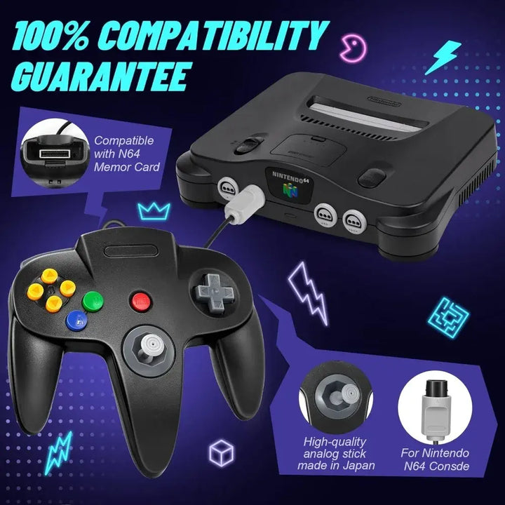 N64 Controller Classic 64-bit Wired Remote Control Gamepad Gaming Joystick Retro Video Game System Console Accessories Joypad