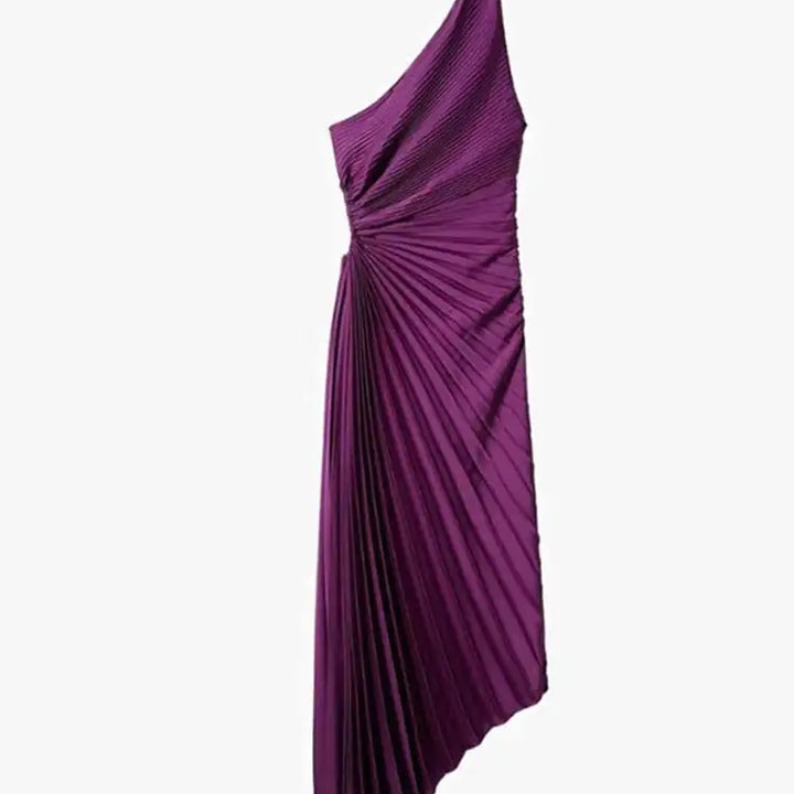 One Shoulder Pleated Maxi Dress