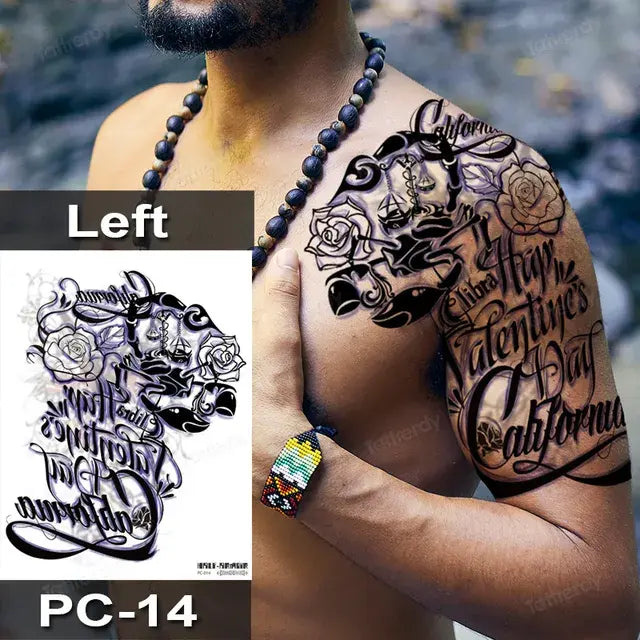 Men Boy Temporary Tattoo Stickers Shoulder Chest Muscle Body Art Painting Large Tattoos Adult Sexy Fake Tattoo Dragon Totem Big