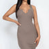 SPLIT NECK RIBBED BODYCON DRESS