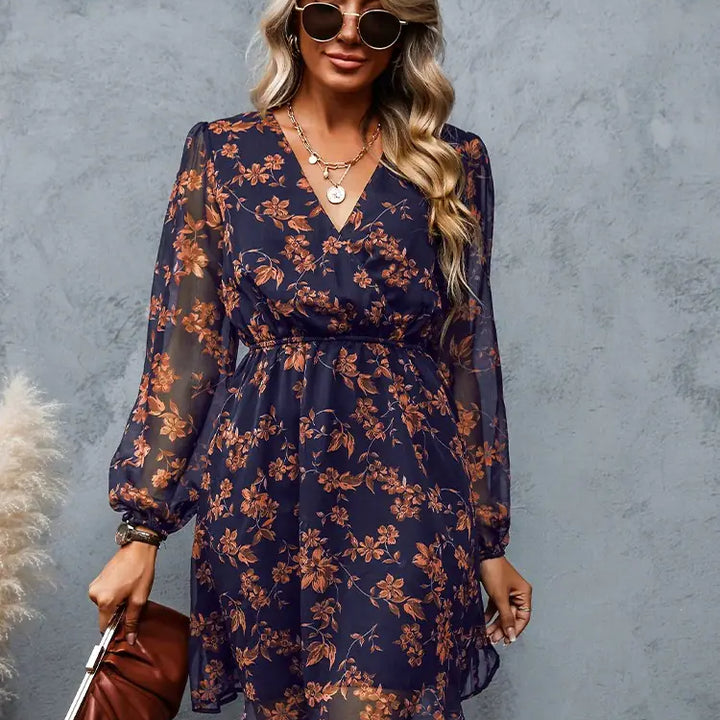 Floral Long Sleeve Mini Dress