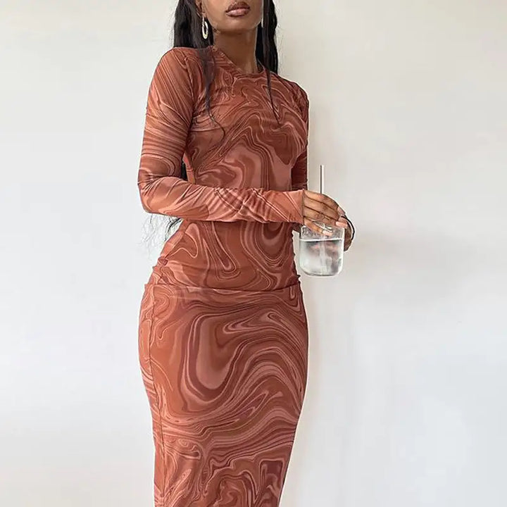 Swirl Me In Bodycon Midi Dress