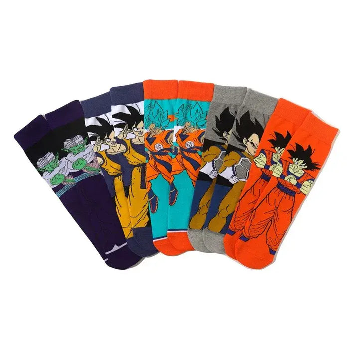 Dragon Ball Son Goku Anime Socks Men Cartoon Hip Hop Print Skateboard Socks Personality Casual Cotton Long Sock Breathable Sock