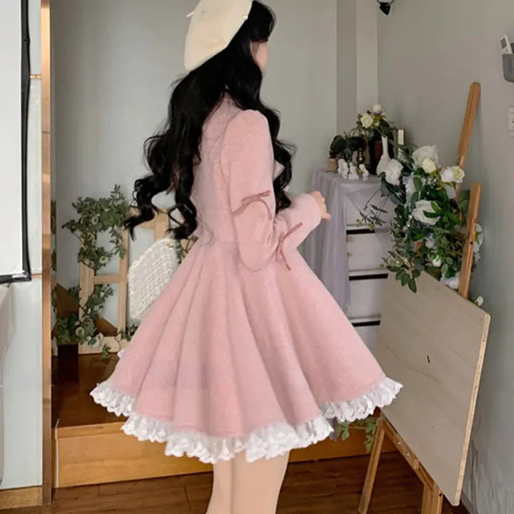 Winter Pink Sweet Elegant Dress