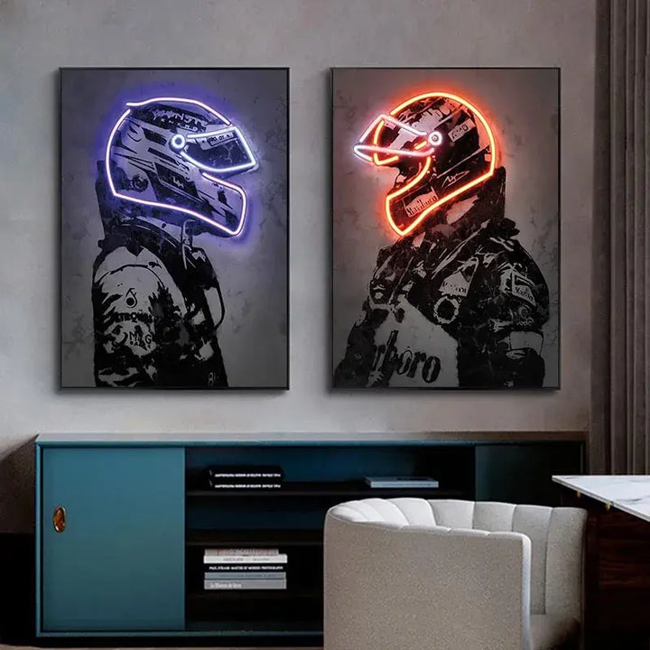 Cool Helmet Racing Car Canvas Painting Car Driver Hamilton Wall Art Picture Neno Print Posters for Home Decor Living Room Murals