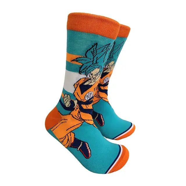 Dragon Ball Son Goku Anime Socks Men Cartoon Hip Hop Print Skateboard Socks Personality Casual Cotton Long Sock Breathable Sock