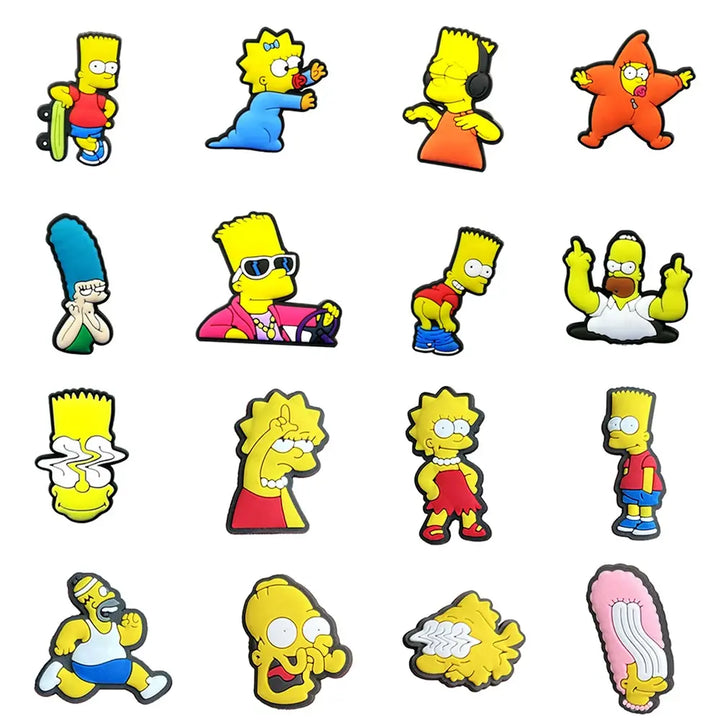 Single sale 1pcs Cartoon Simpson Shoe Charms PVC Accessories DIY Shoe Decoration For Classic Clogs Kids X-mas Gifts