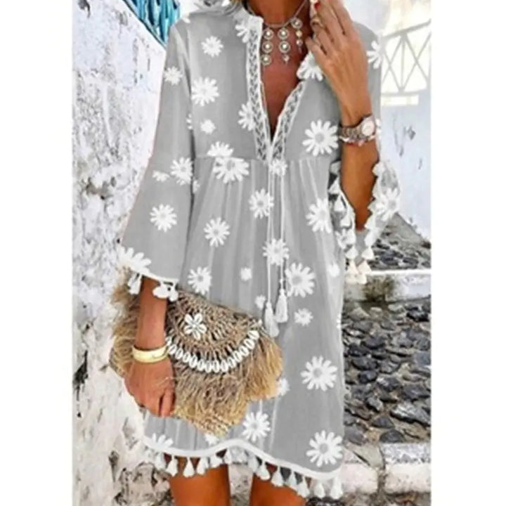 Daisy Print Bohemian Lady Dress