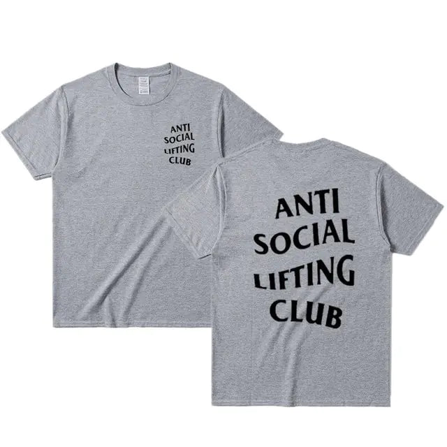 Anti Social Lifting Club T Shirt Exercise Fitness Letters