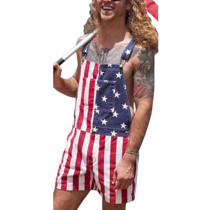 American Flag Overalls Shorts