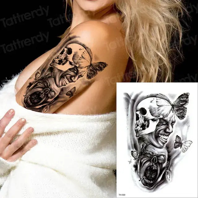 temporary tattoos halloween body stickers sex robot machine tattoo for men mechanical tattoos boys swallow tattoo fake 3D black