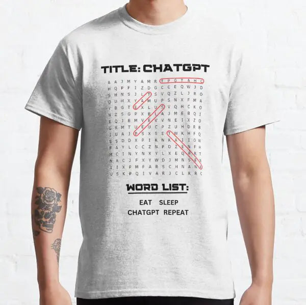 ChatGPT Eat Sleep ChatGPT Reapeat Word Search T-Shirt