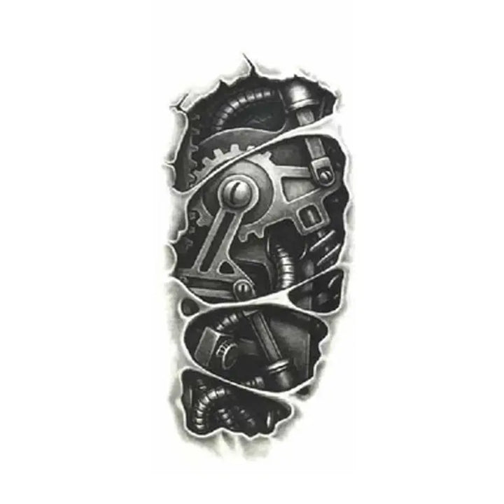 Temporary 3D Black Robot Mechanical Arm Fake Transfer Tattoo Stickers Cool Men Spray Waterproof Designs