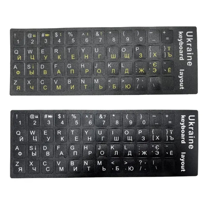 1Pcs Ukraine Language Alphabet Black Background White Ukrainian Keyboard Sticker For Universal PC Laptop