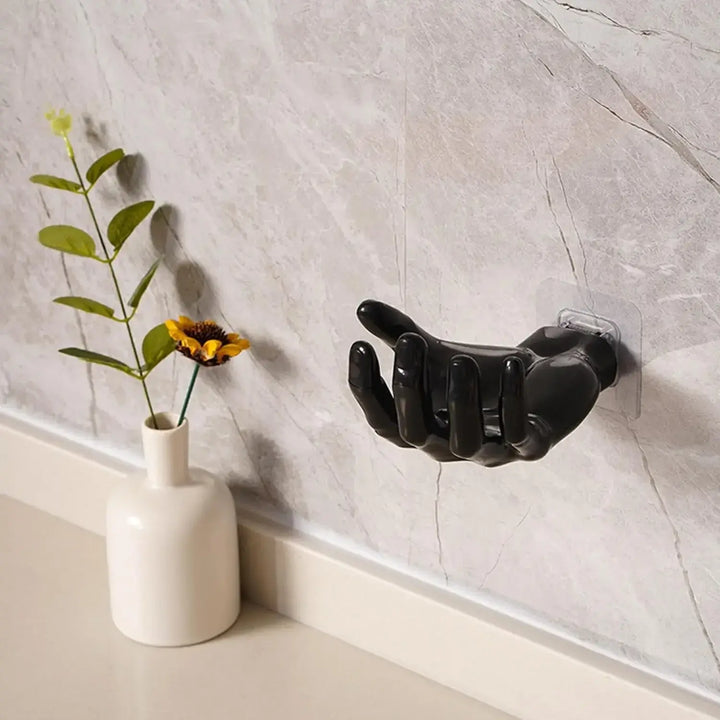 Funny Palm Up Hook Soap Holder Finger Hand Shape Design Wall Hanger Hooks Bathroom Storage Display Rack Decor Home Organization