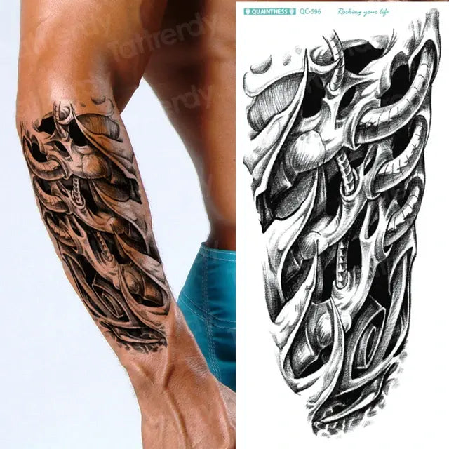 temporary tatoo men mechanical tiger temporary tattoo boy waterproof hand tatoo 3D robot tattoo sticker water transfer body art