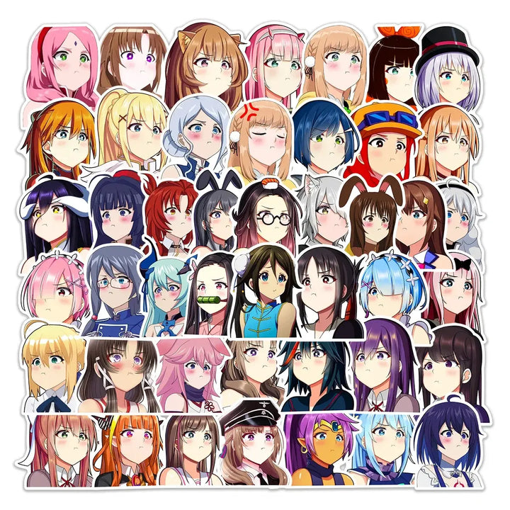 50PCS Anime Girls Stickers Graffiti Decals DIY Laptop Phone Luggage Notebook Waifu Sticker for Toy Gift