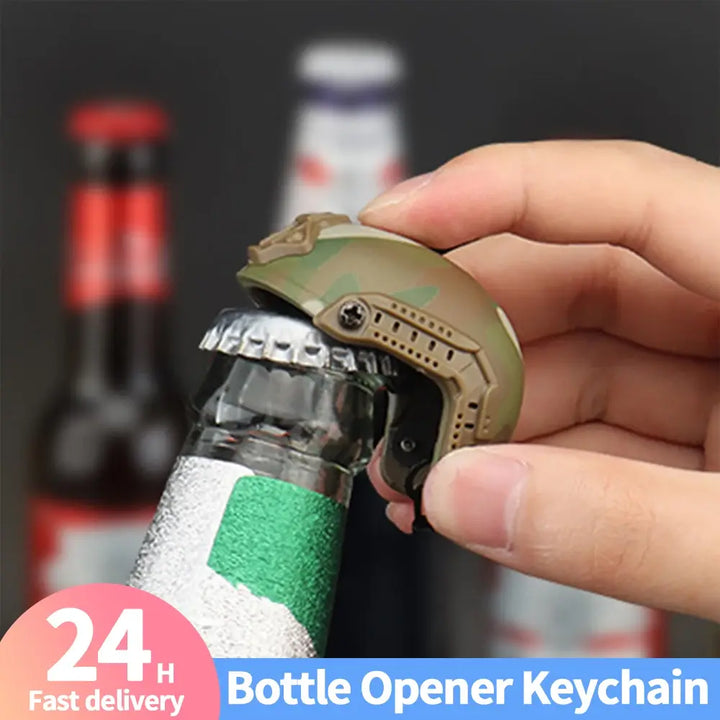 Airsoft Helmet Shaped Keychain Bottle Opener Beer Can Opener Mini Corkscrew Decoration Outdoor Hunting Hiking Fan Kitchen Gift