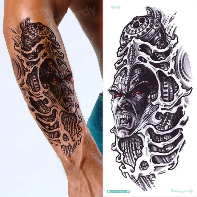 temporary tatoo men mechanical tiger temporary tattoo boy waterproof hand tatoo 3D robot tattoo sticker water transfer body art